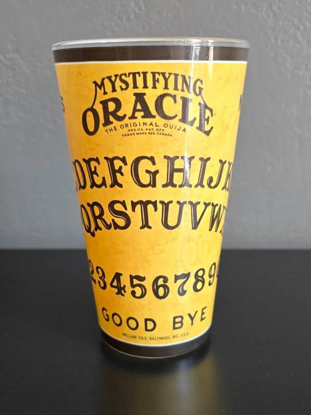 Ouija Mystifying Oracle Pint Glass William Fuld Original Board Game Design